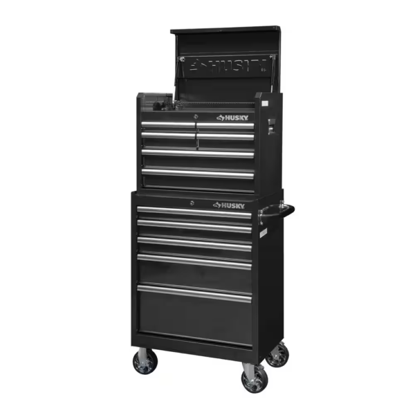 27 In. W X 18 In. D Standard Duty 11-Drawer Tool Chest Combo and Top Tool Cabinet Combo in Black