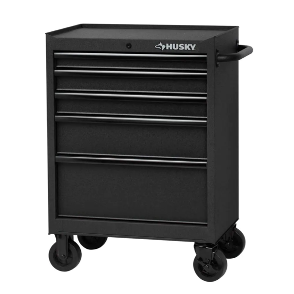 27 In. W X 18 In. D Standard Duty 5-Drawer Rolling Tool Chest Cabinet in Textured Black