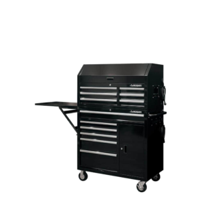 41 In. W X 24.5 in D Standard Duty 12-Drawer Rolling Tool Chest and Top Tool Cabinet with Side Table in Gloss Black