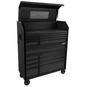 52 In. W X 21.5 In. D Heavy Duty 15-Drawer Combination Rolling Tool Chest Top Tool Cabinet with LED Light in Matte Black