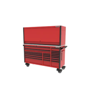 72 In. W X 24.6 In. D Professional Duty 20-Drawer Mobile Workbench Tool Storage Combo with Top Tool Chest Hutch in Red