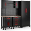 WFX Utility™ 6pcs Garage Cabinets And Storage System Set With Pegboard & Rubber Wood Worktop